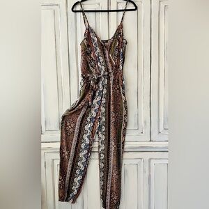 🟠NWT LOVELY DAY Boho Jogger Jumpsuit in Earth Tones SMALL